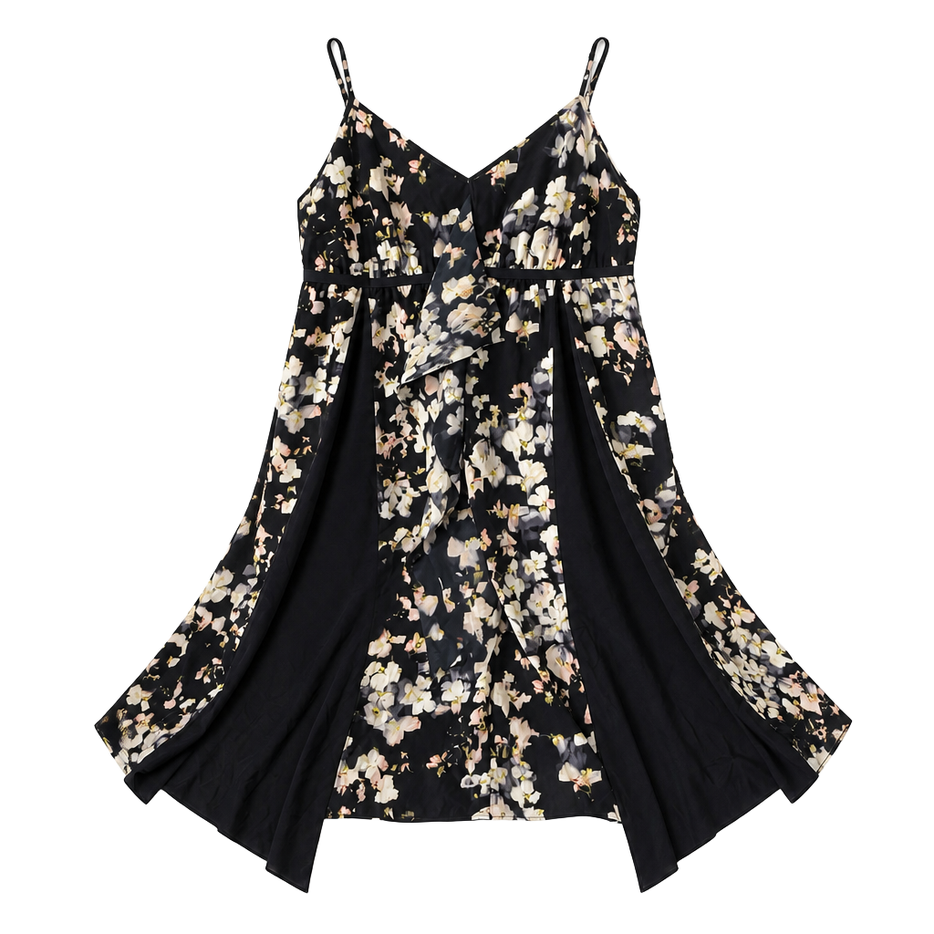 Simply Vera Vera Wang Navy Floral Godet Empire Spaghetti Strap Midi Dress XL 1