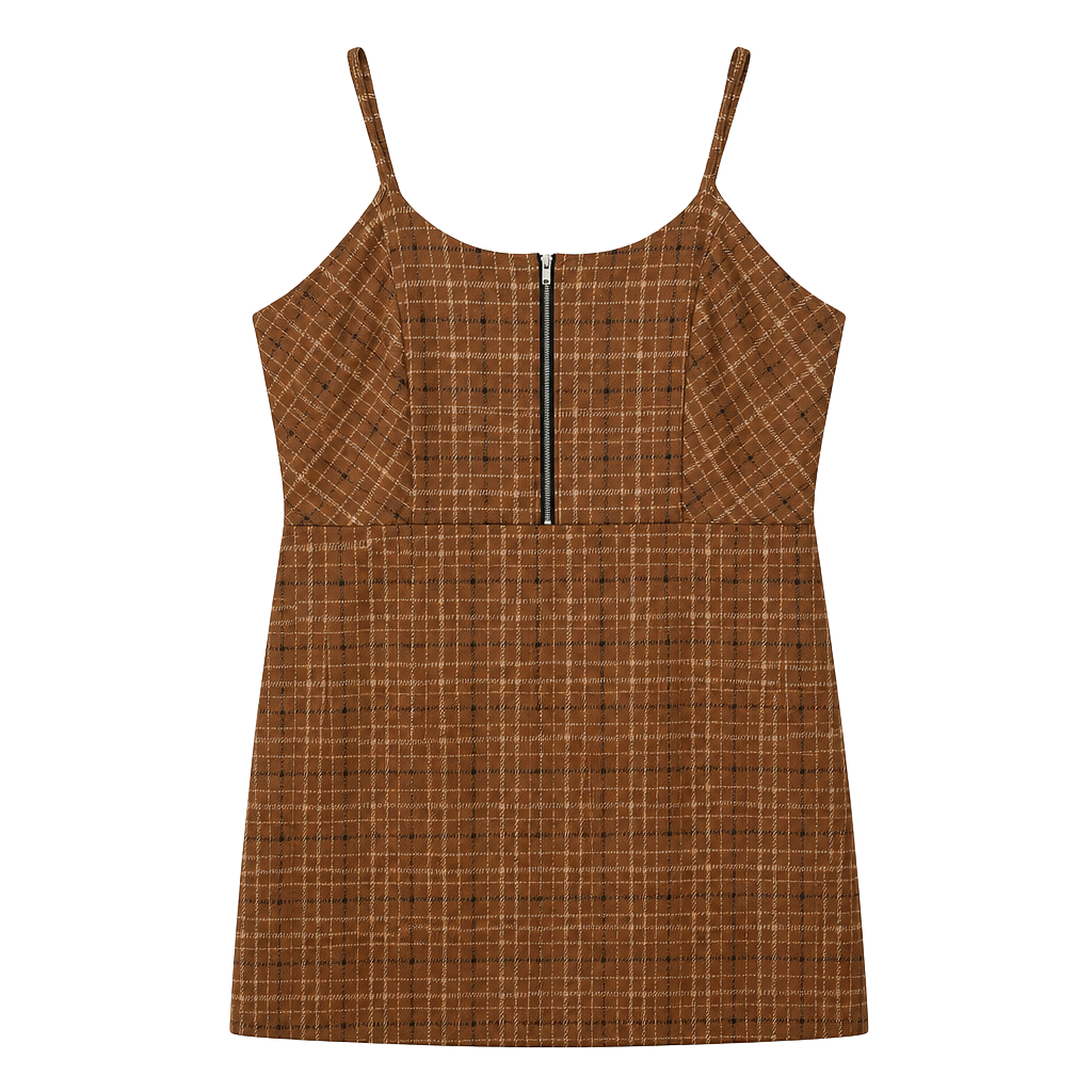 No Boundaries Women's Sleeveless Zip-Front Plaid Mini Dress 1