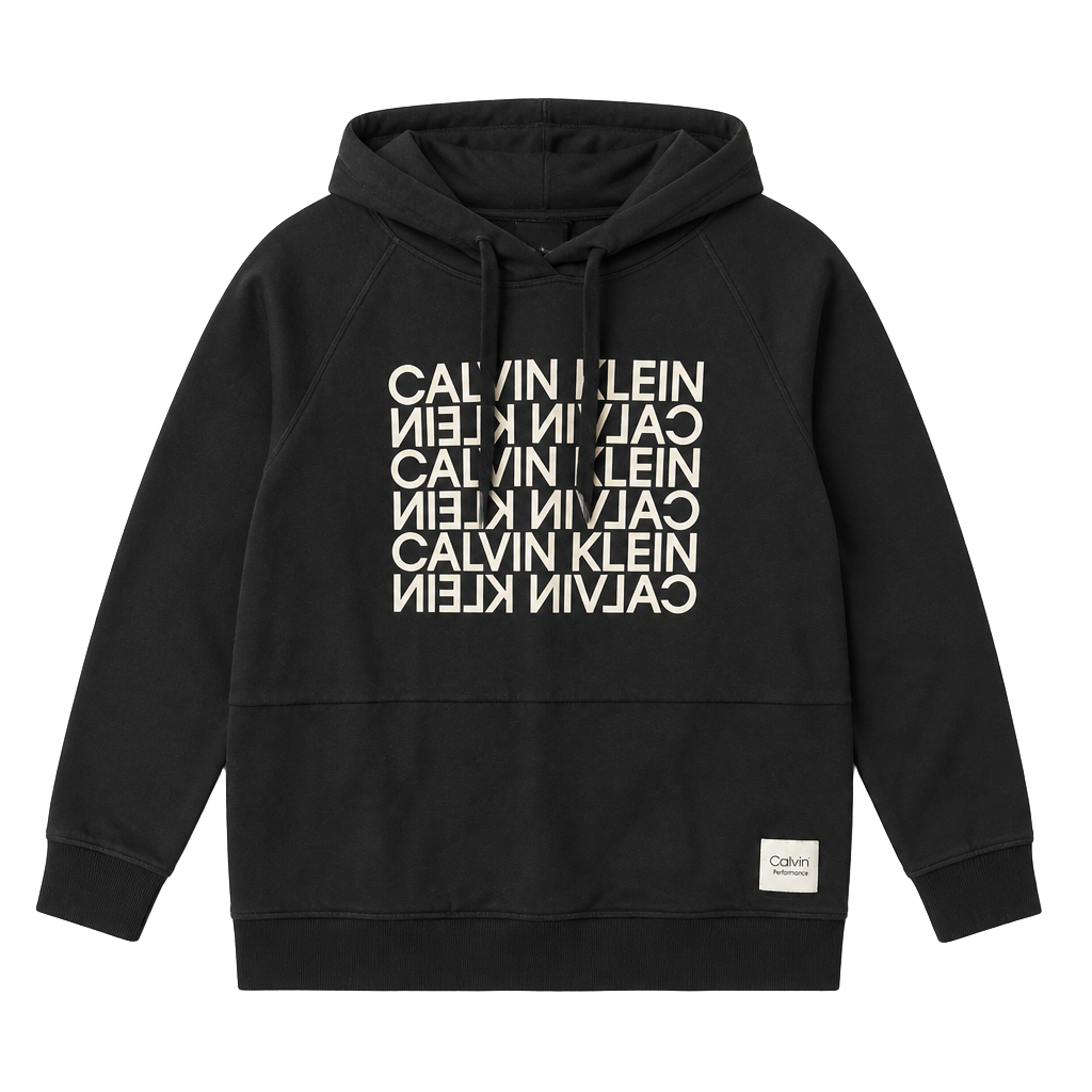 Calvin Klein Performance Black Stacked Logo Pullover Hoodie 1
