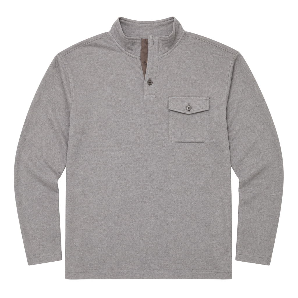 Banana Republic Gray Long Sleeve Mock Neck Snap Button Pullover Sweater with Chest Pocket 1