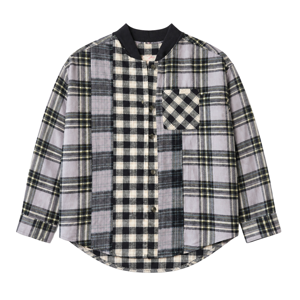 Justice Girls Purple Blue Plaid Mixed Print Hooded Flannel Button-Down Shirt Size M 10 1