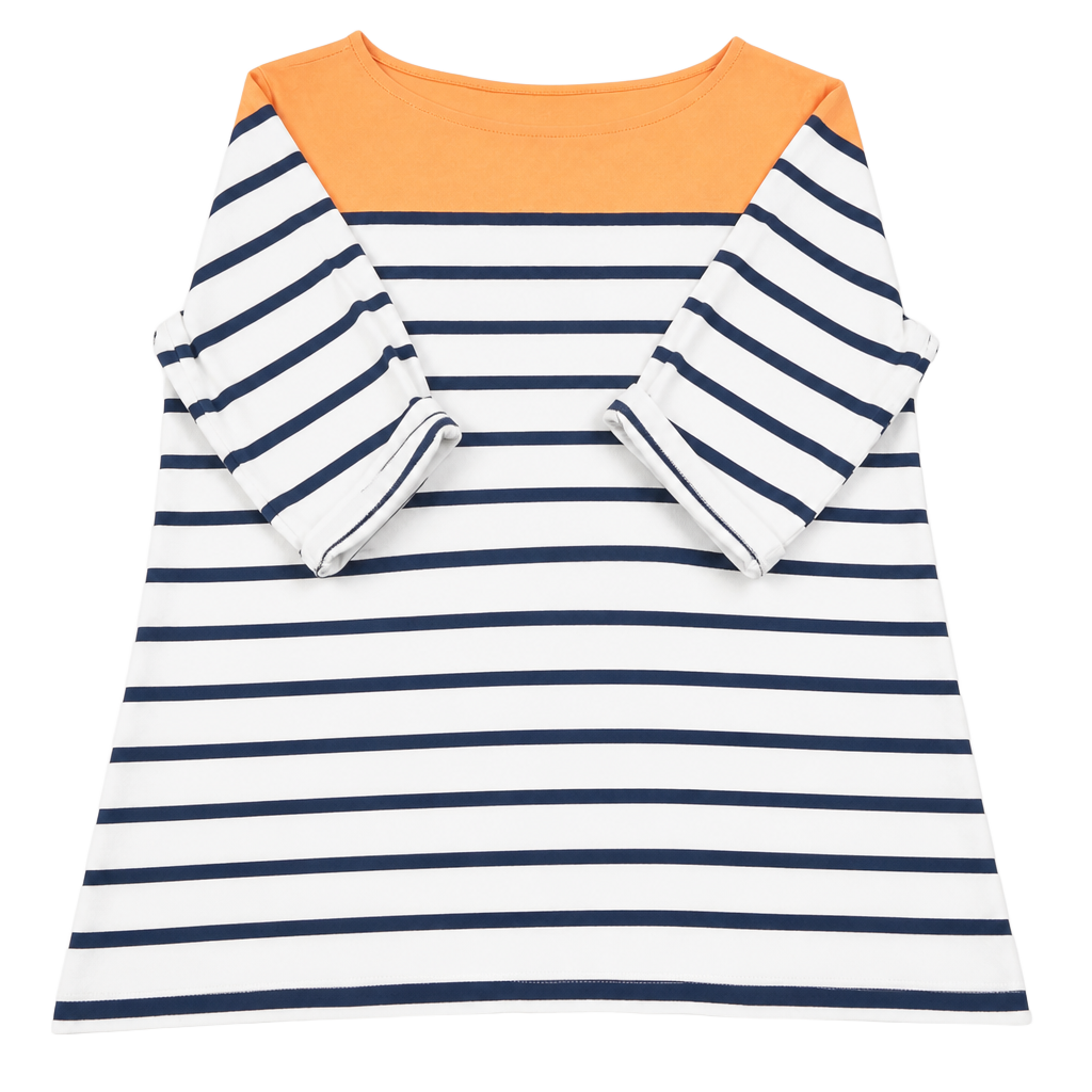 Ruby Rd. Petite Striped Boat Neck 3/4 Sleeve Top 1