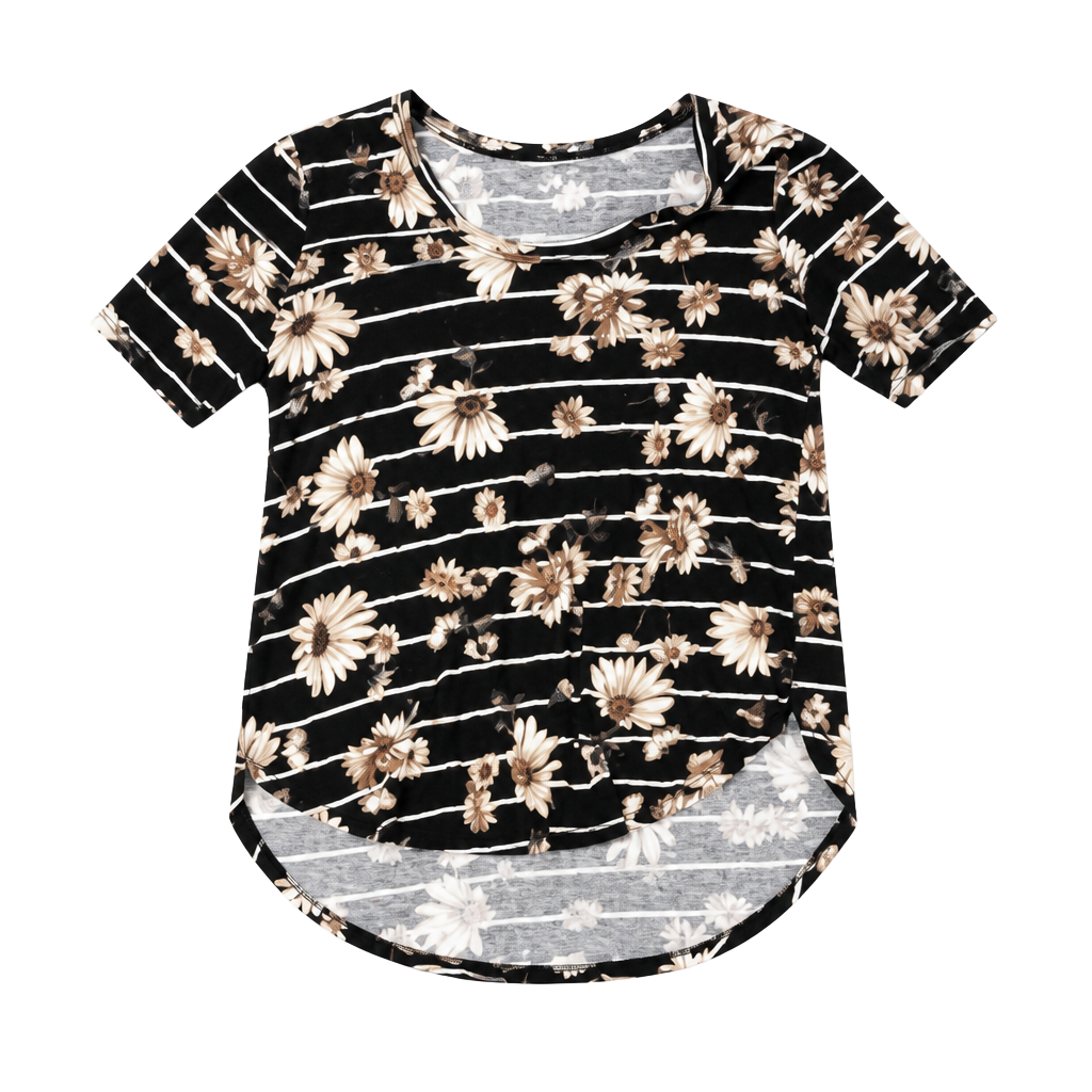 24/7 Maurices Sunflower Stripe Short Sleeve Tunic Tee 1