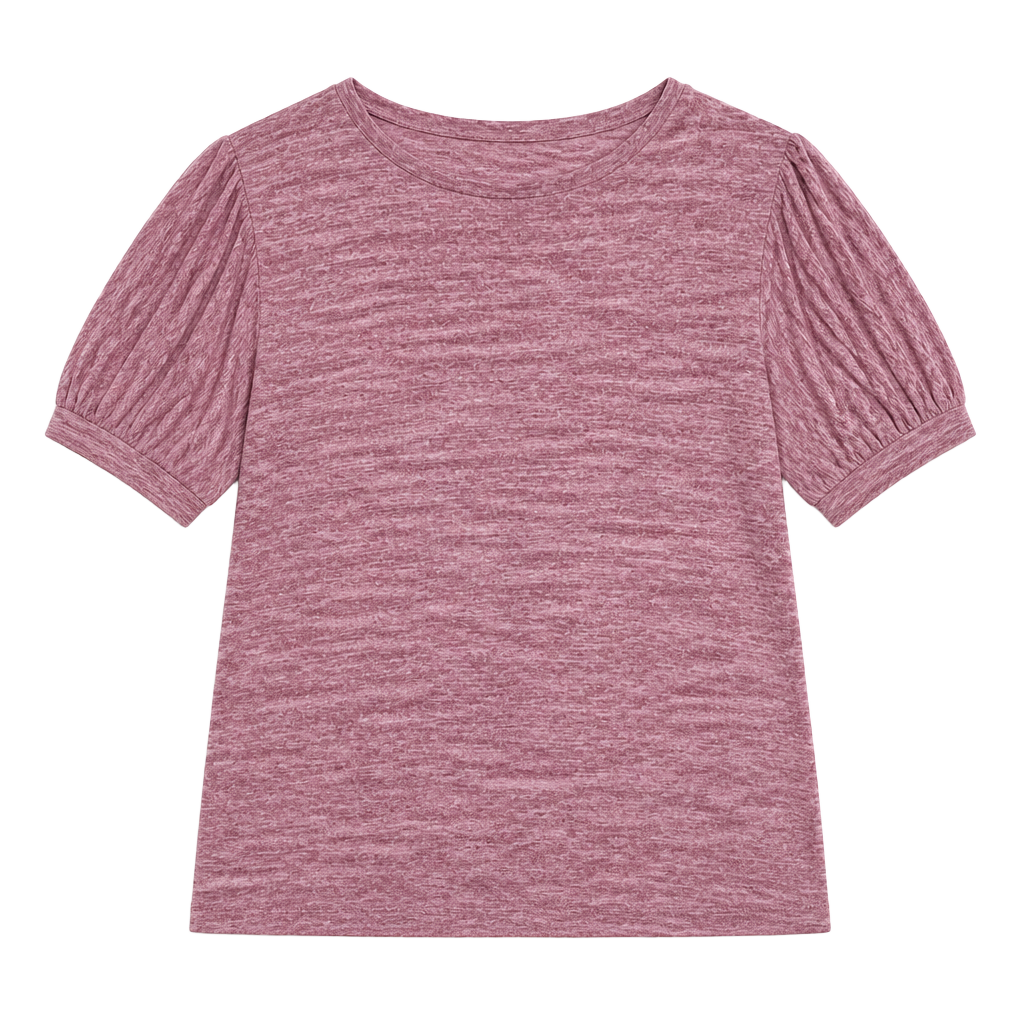 Lillusory Women's Short Sleeve Puff Sleeve Crew Neck Knit Top 1