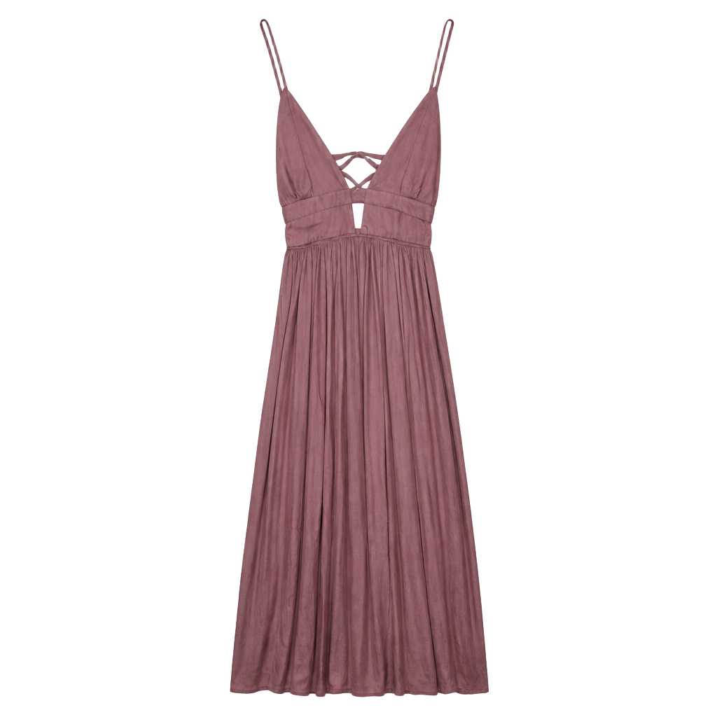 Mod On Trend Brown Pleated Halter Maxi Dress Size S 1