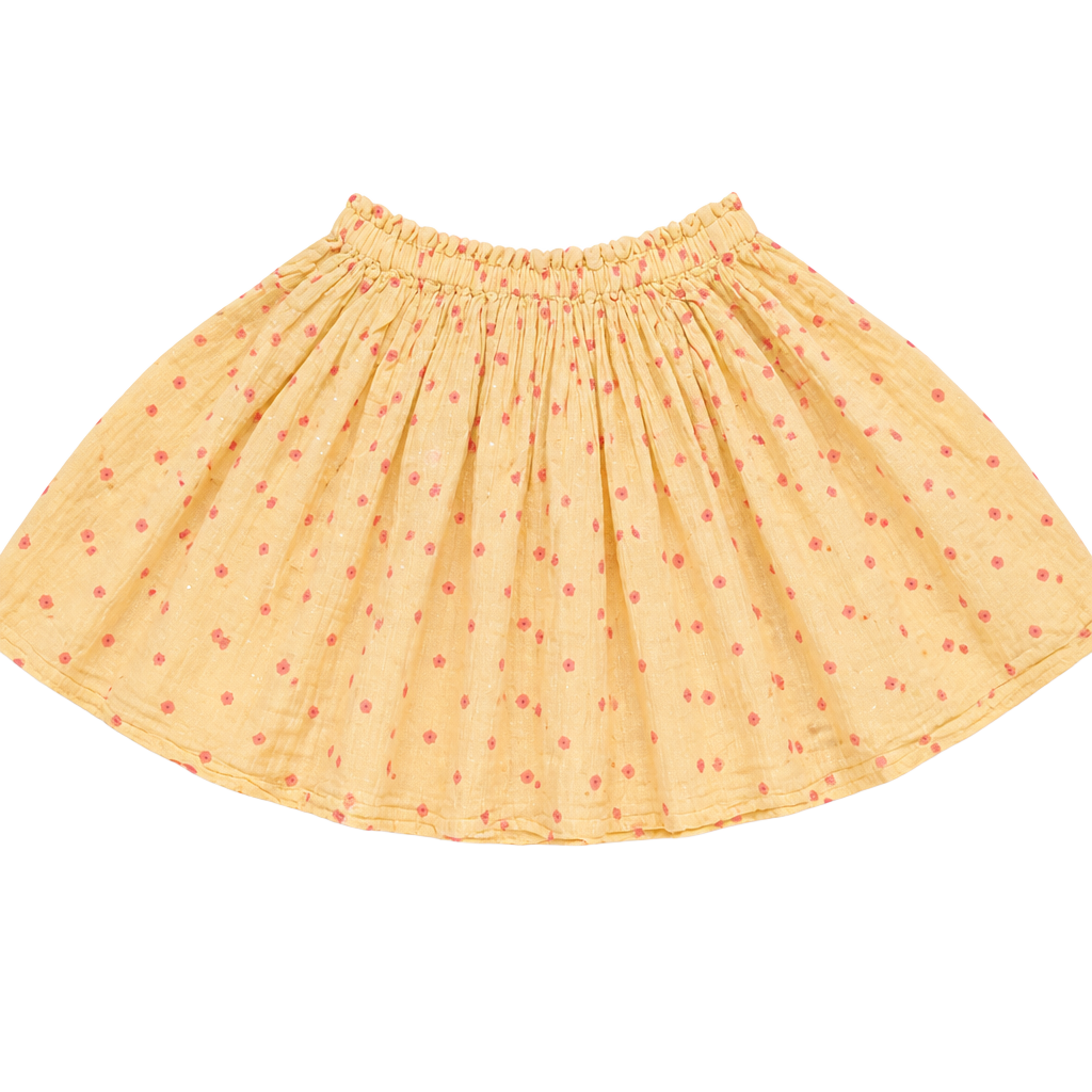 Cat & Jack Yellow Floral Print Elastic Waist Ruffle Skirt 1