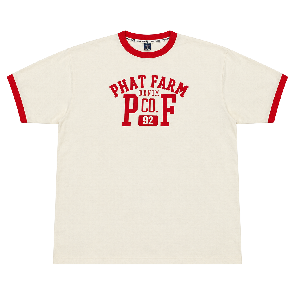 Y2K 2000’s Rap Phat Farm Graphic Ringer T-Shirt Size 3XL 1