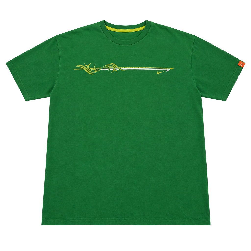 Vintage Y2K Nike Graphic T-Shirt Size XL Green Tribal Swoosh Short Sleeve 1