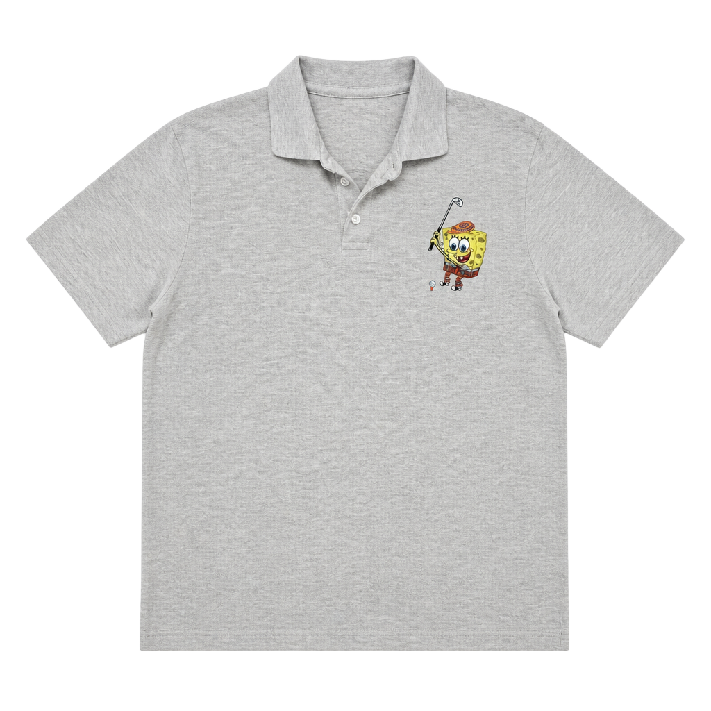SpongeBob SquarePants Golf Graphic Polo Shirt Gray Size M 1