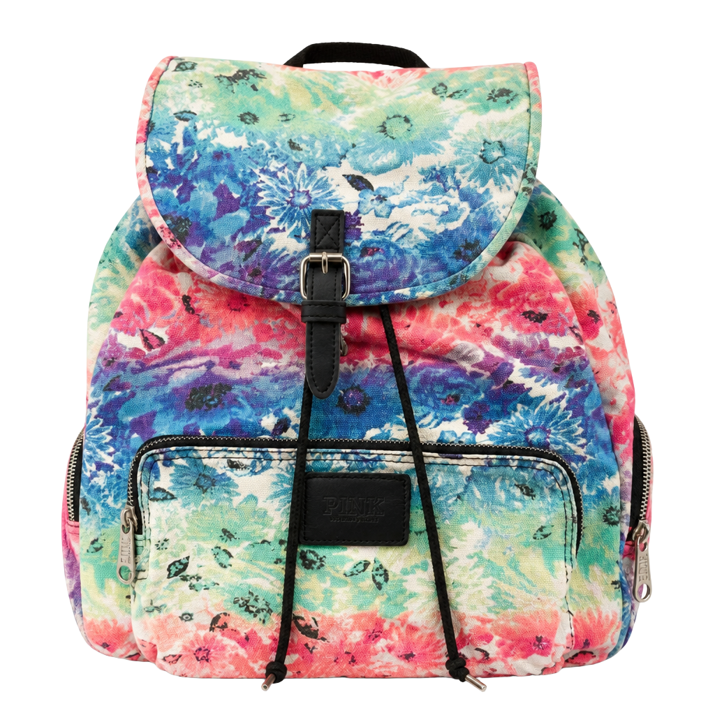 Victoria's Secret PINK Floral Canvas Drawstring Backpack 1