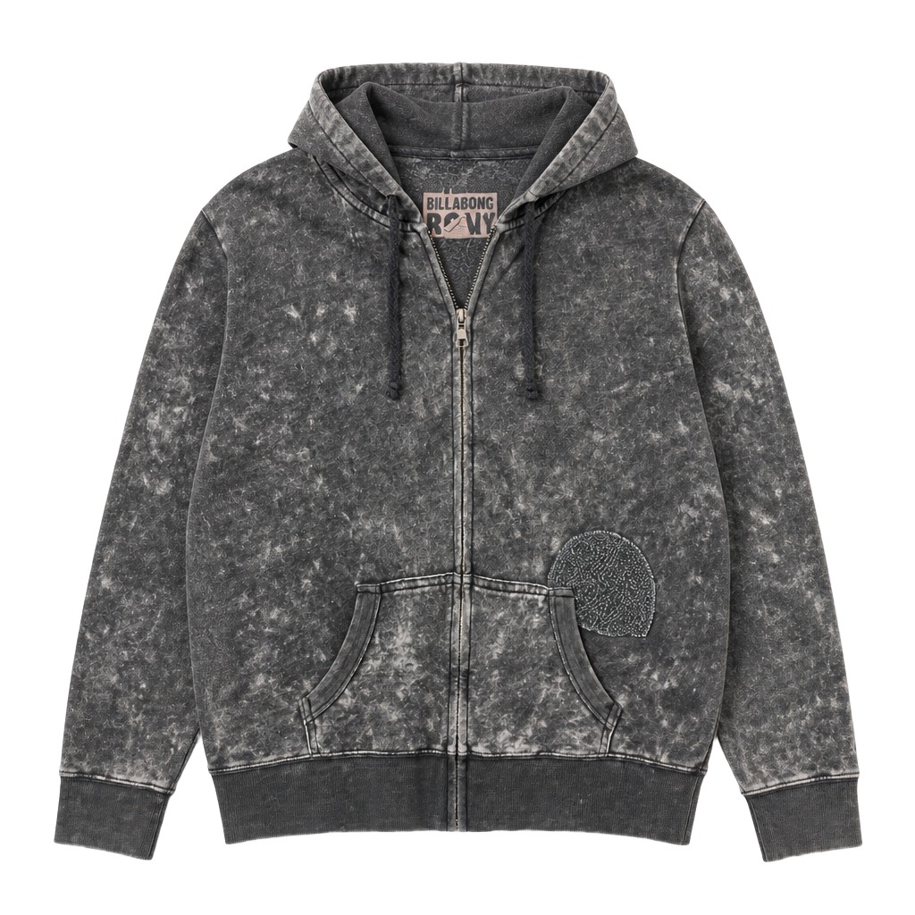 Billabong Acid Wash Zip Up Hoodie Size M 1