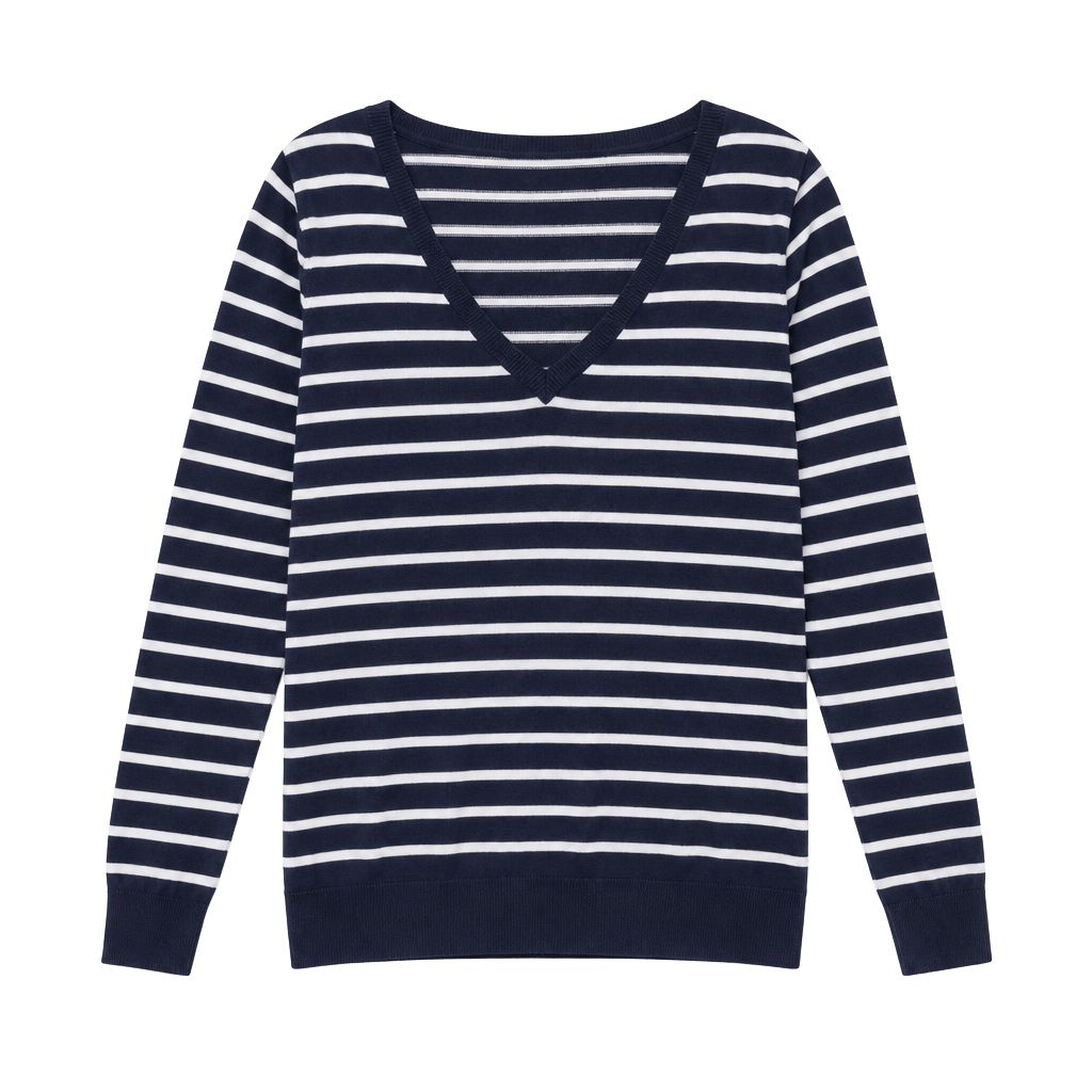 Old Navy Striped V-Neck Sweater Size XXL Navy Blue White Long Sleeve 1