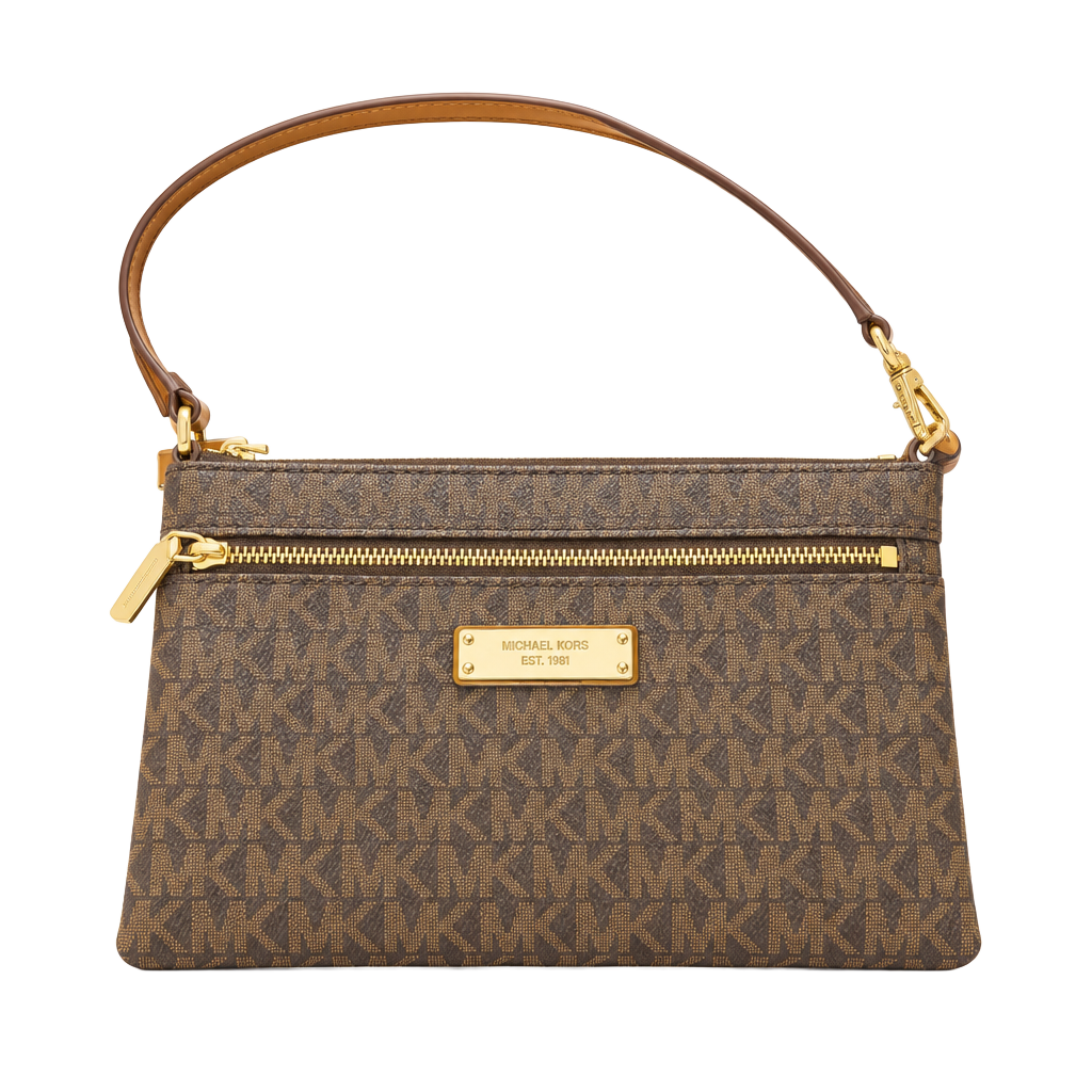 Michael Kors Jet Set MK Brown Logo Wristlet 1