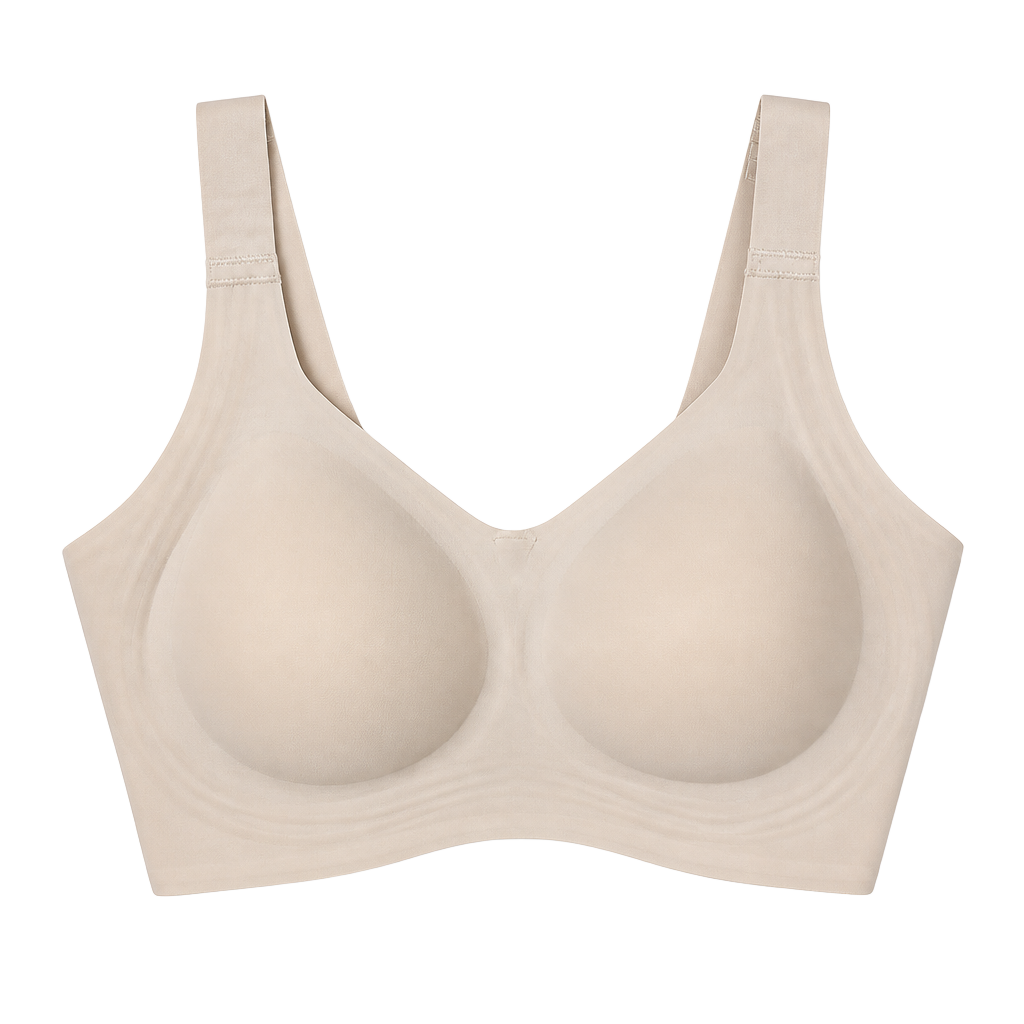 OEAK Seam & Wireless PushUp Bra w/Lifting Support Band, Size S Nude 1