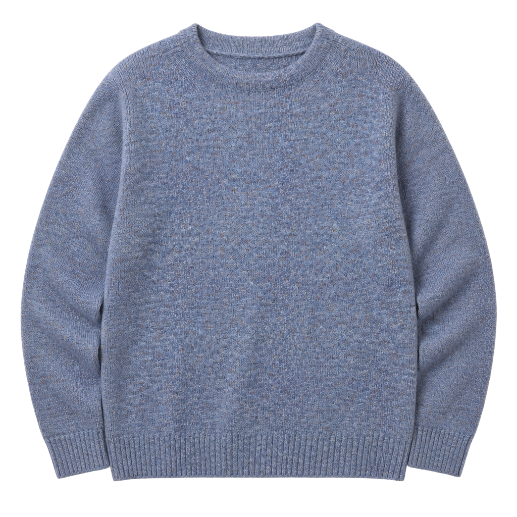 Well Worn Blue Marled Mock Neck Cozy Wool Blend Sweater XL 1