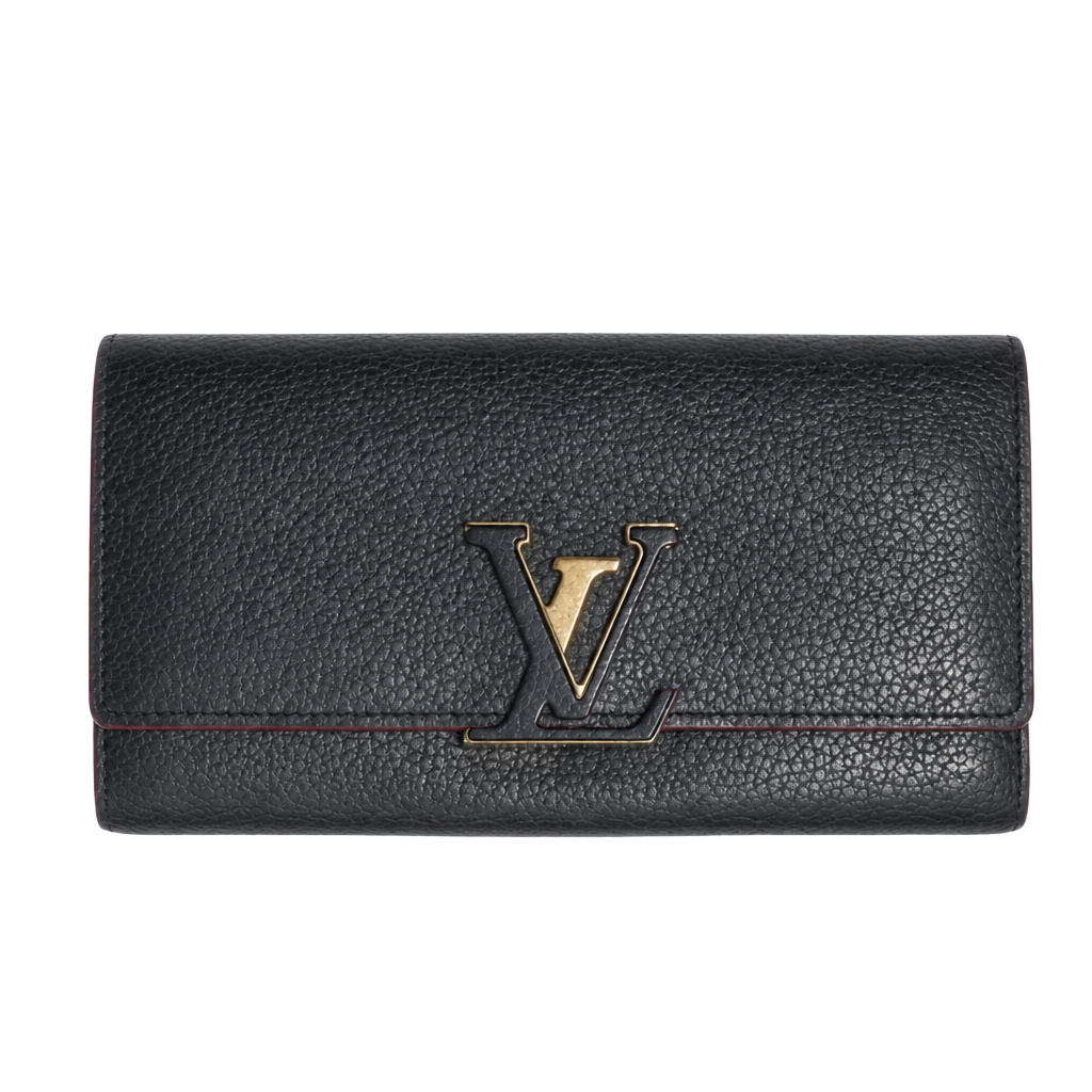 Louis Vuitton Capucines Long Wallet Navy Blue Taurillon Leather Pink Trim LV 1