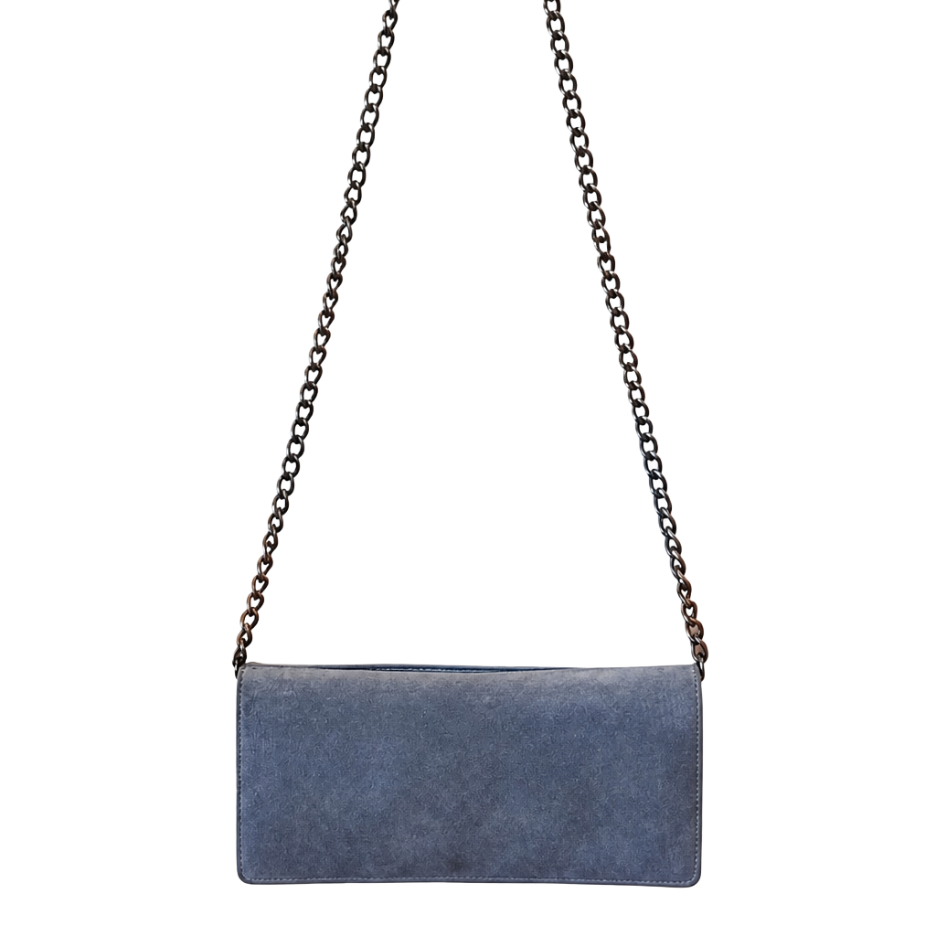 Barneys New York Blue Suede Leather Chain Shoulder Bag / Clutch 1