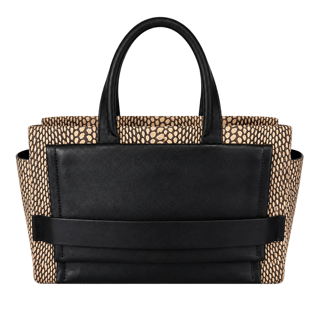COACH F28303 Painted Snakeskin Leather Carryall Satchel Black & White 1