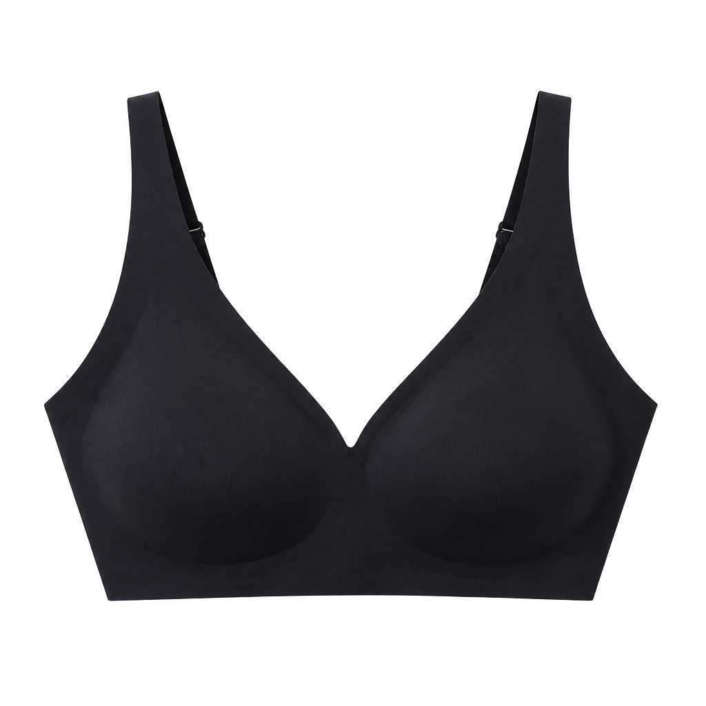 OEAK Deep V Wirefree Seamless Comfort Bra in Black Size L Black 1