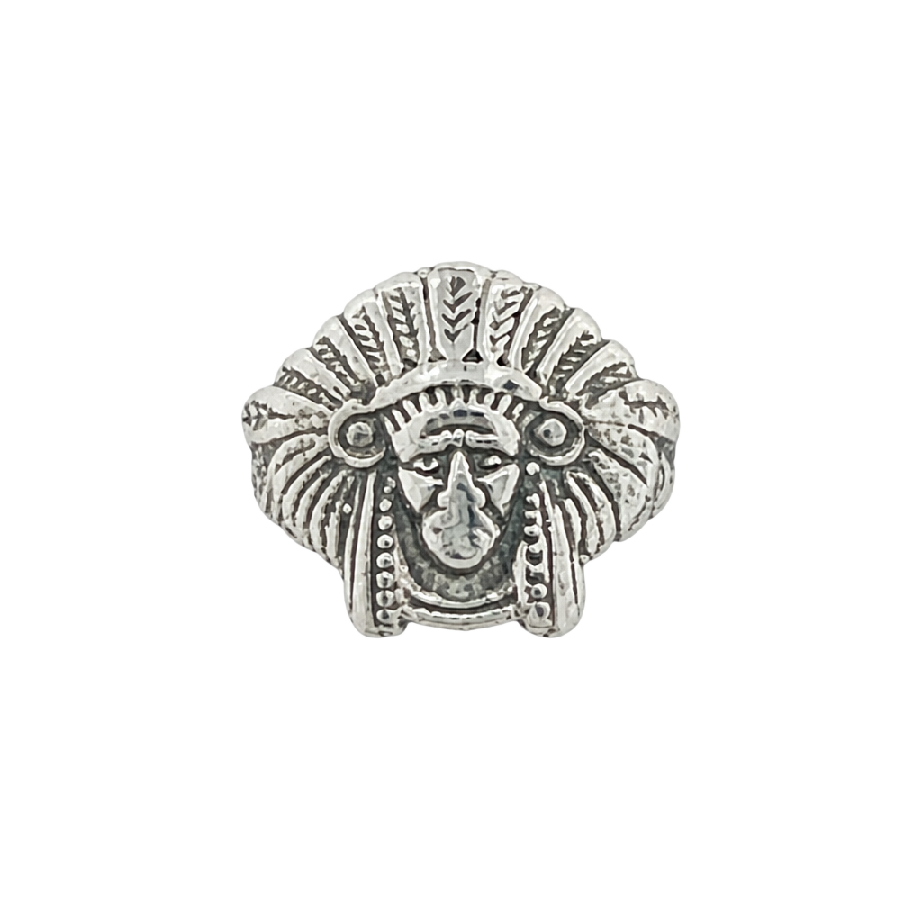 Vintage Mexican Sterling Silver Aztec Mesoamerican Mask Ring 1