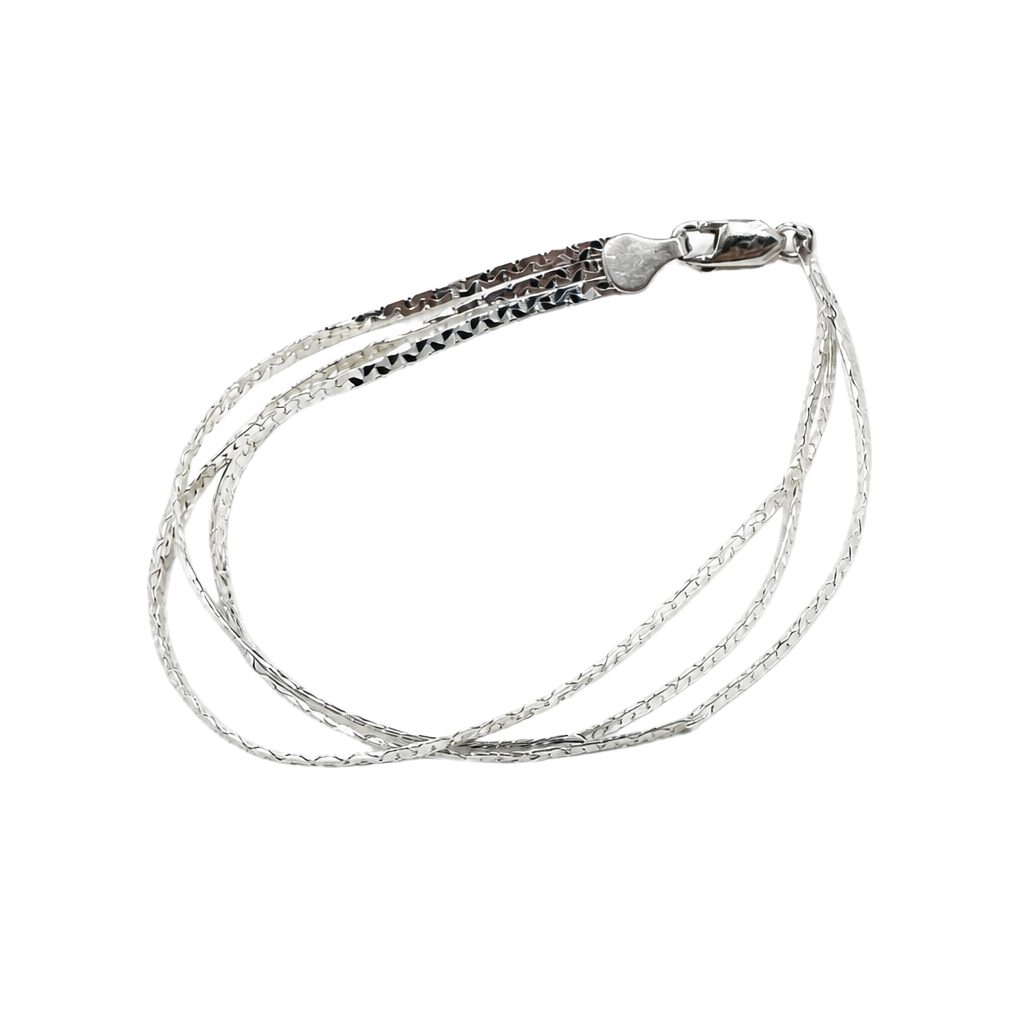 Vintage Italian 925 Sterling Silver Three Strand Flat Woven Bracelet 1