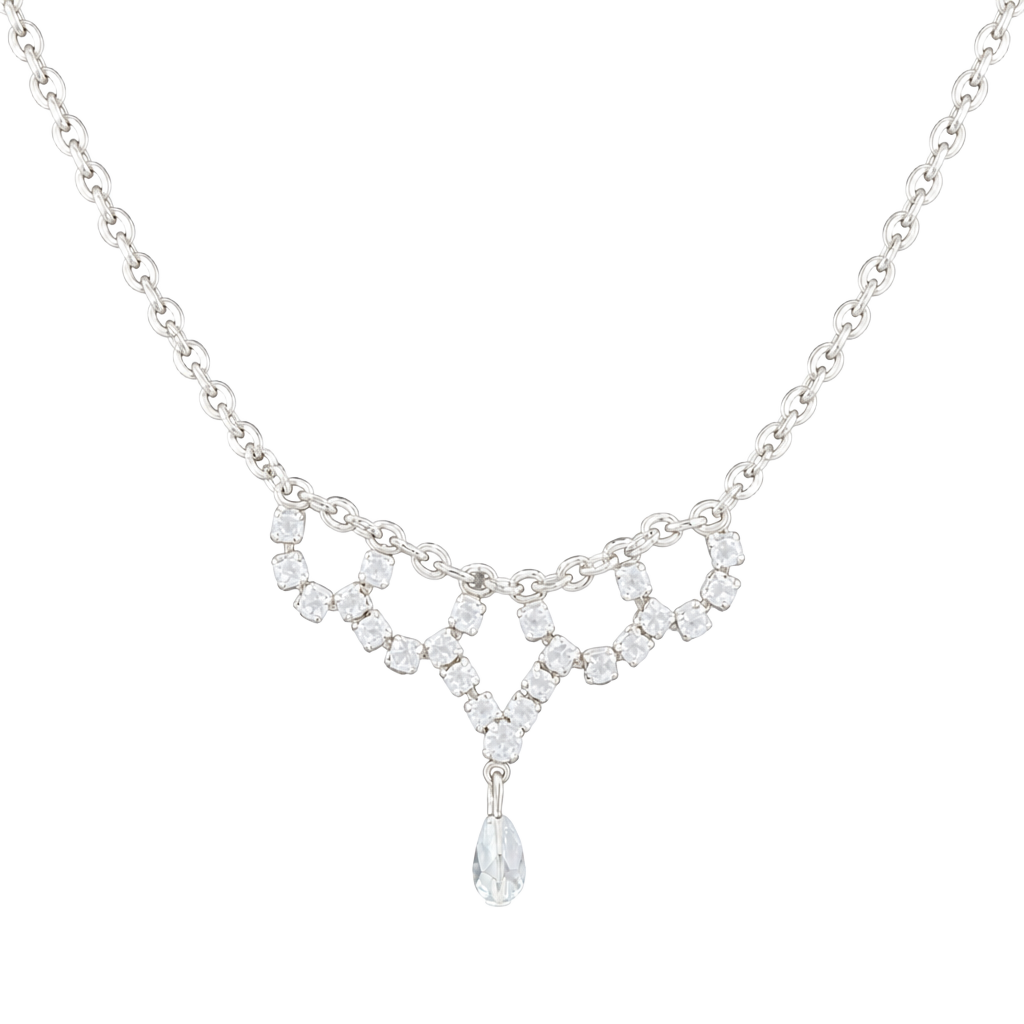 Vintage Rhinestone Festoon Necklace with Teardrop Pendant 1