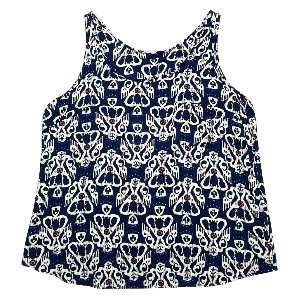 Faded Glory Navy and White Tribal Print Sleeveless Tank Top 1