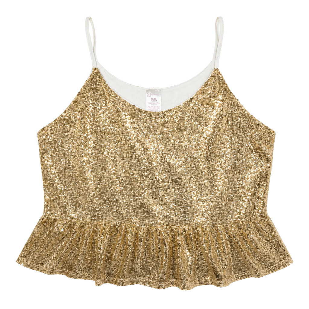 No Boundaries Gold Sequin Peplum Cami Top 1