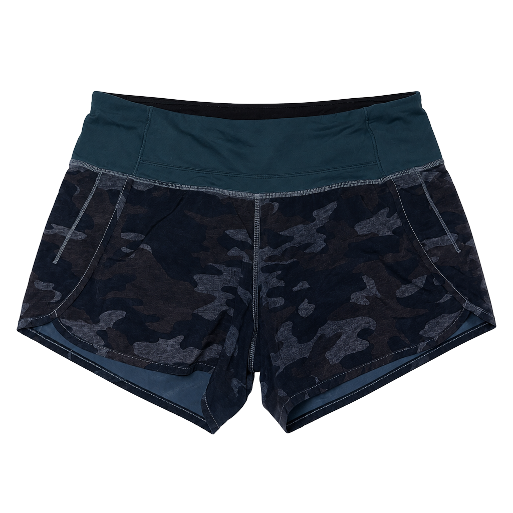 Lululemon Run Times Shorts Heathered Texture Lotus Camo Oil Slick Blue - Size 6 1