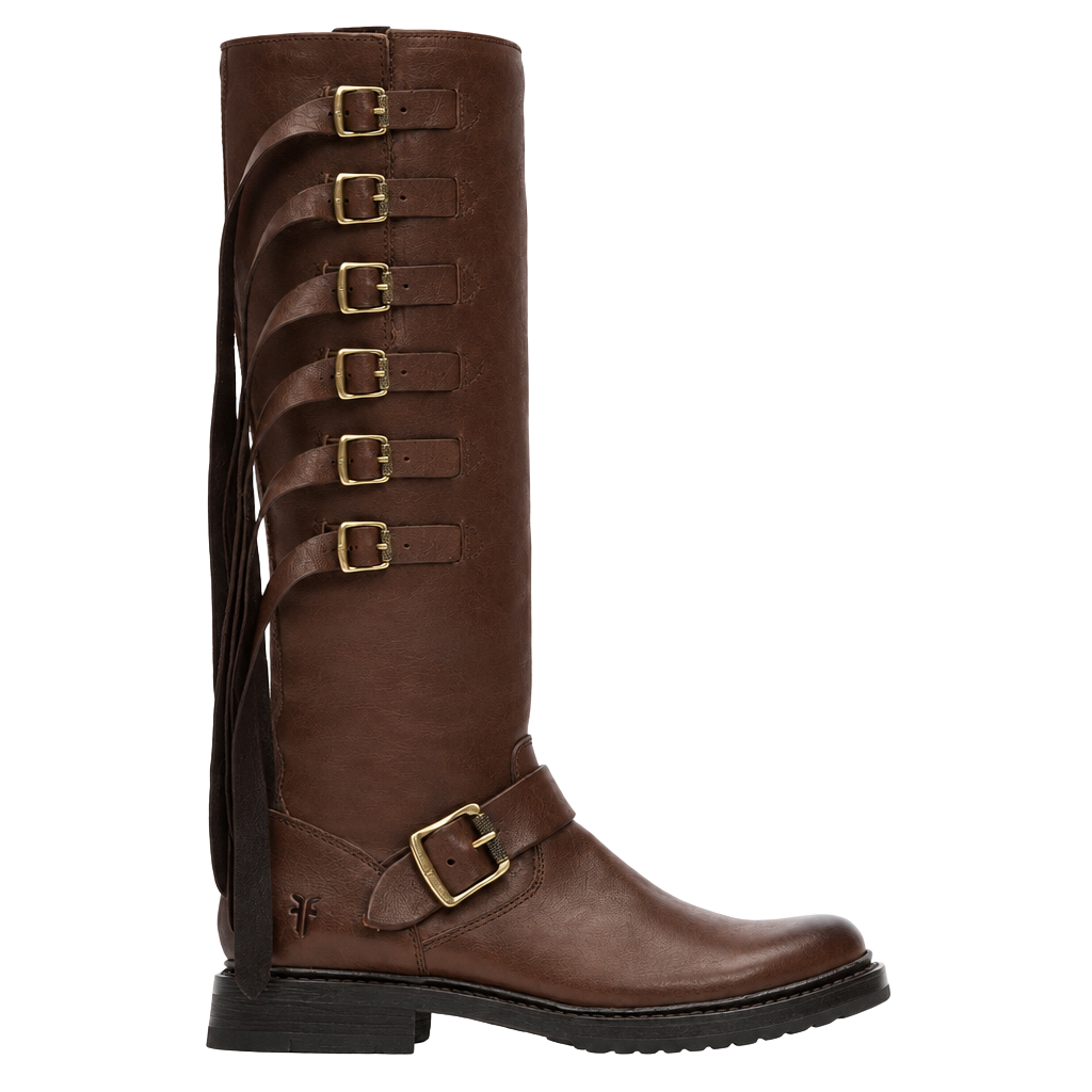 Frye Veronica Strap Tall Chocolate Knee High Boots Cowboy Riding SZ 9.5 l 1