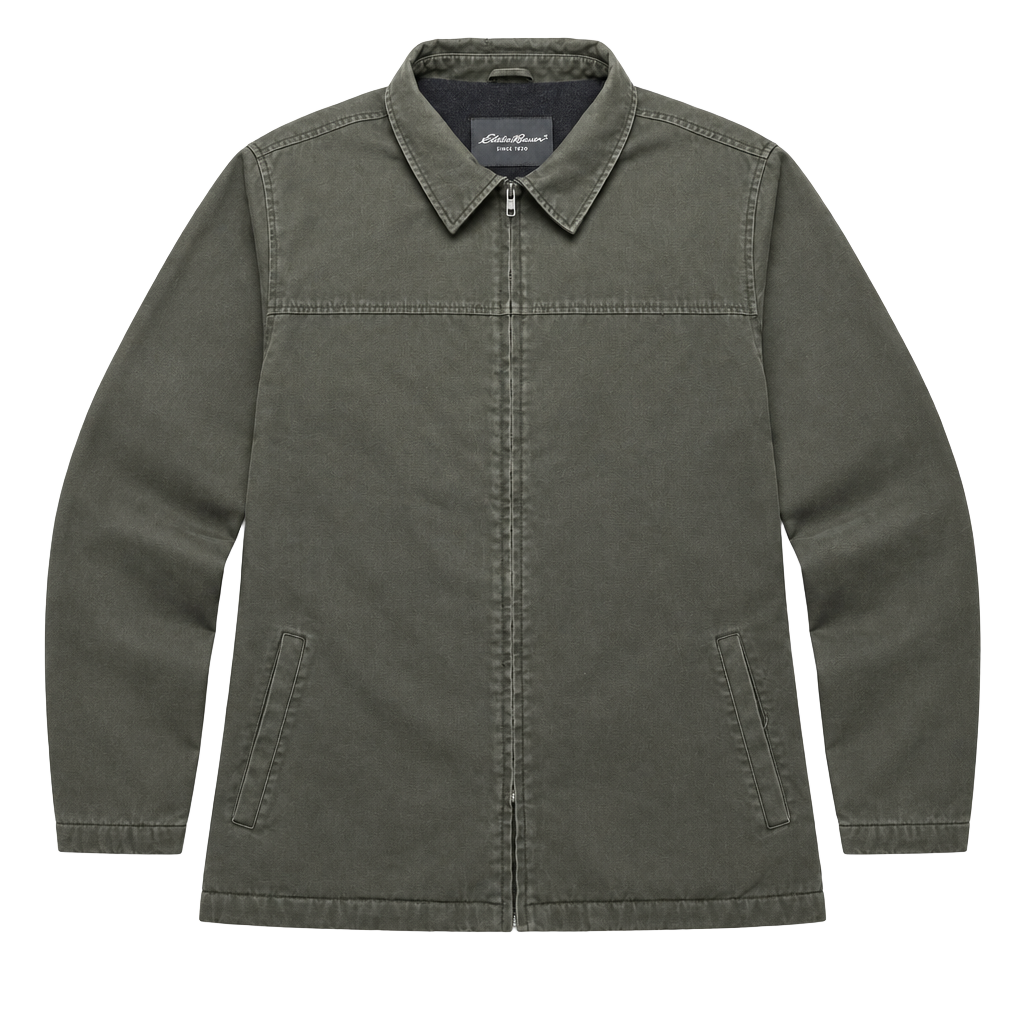 Eddie Bauer Men’s XL Tall Olive Heritage Fleece Lined Canvas Work Jacket 1