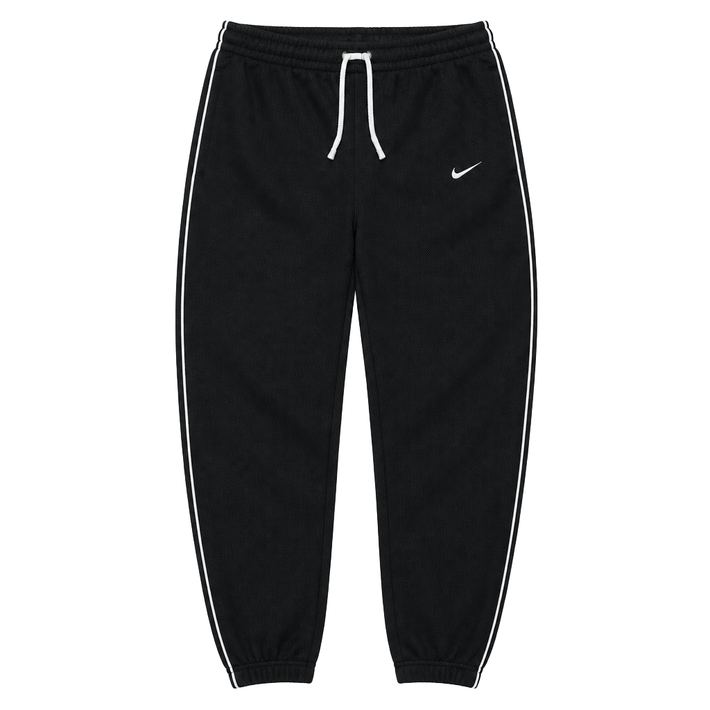 Nike Vintage Y2K Black Mesh Track Pants White Piping Zip Ankle Men’s M 1