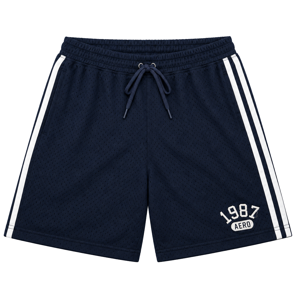 Aeropostale 1987 Navy Mesh Basketball Shorts Y2K Athletic Large 1