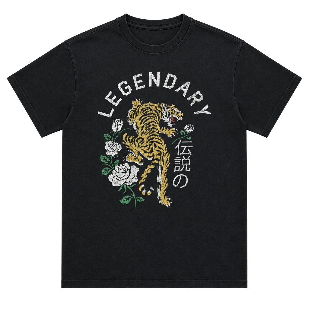 Legendary Tiger Rose Graphic T Shirt Men's M Black Grunge Tattoo Streetwear 1
