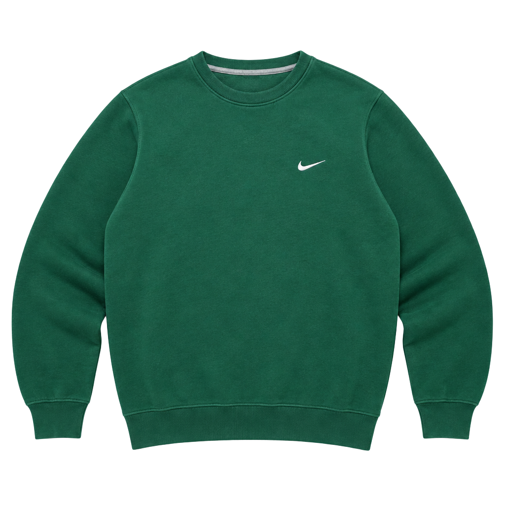 Nike Throwback Embroidered Swoosh Crewneck Sweatshirt Green Size XL 1