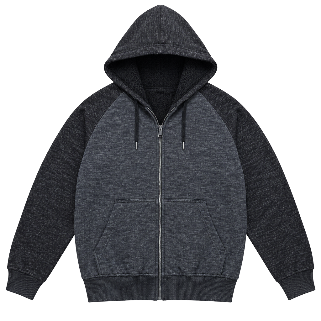 Faded Glory Men's M Trashed Distressed Sherpa Hoodie Grunge Faded Full Zip 1