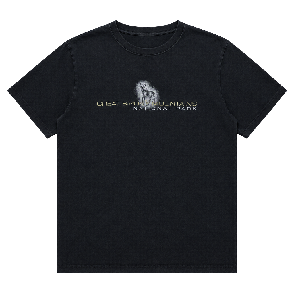 Vintage Great Smoky Mountains National Park Black Deer T Shirt Men's Large 1
