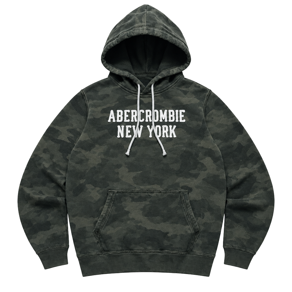 Vintage Y2K Abercrombie & Fitch Camo Hoodie XL New York Spellout 1