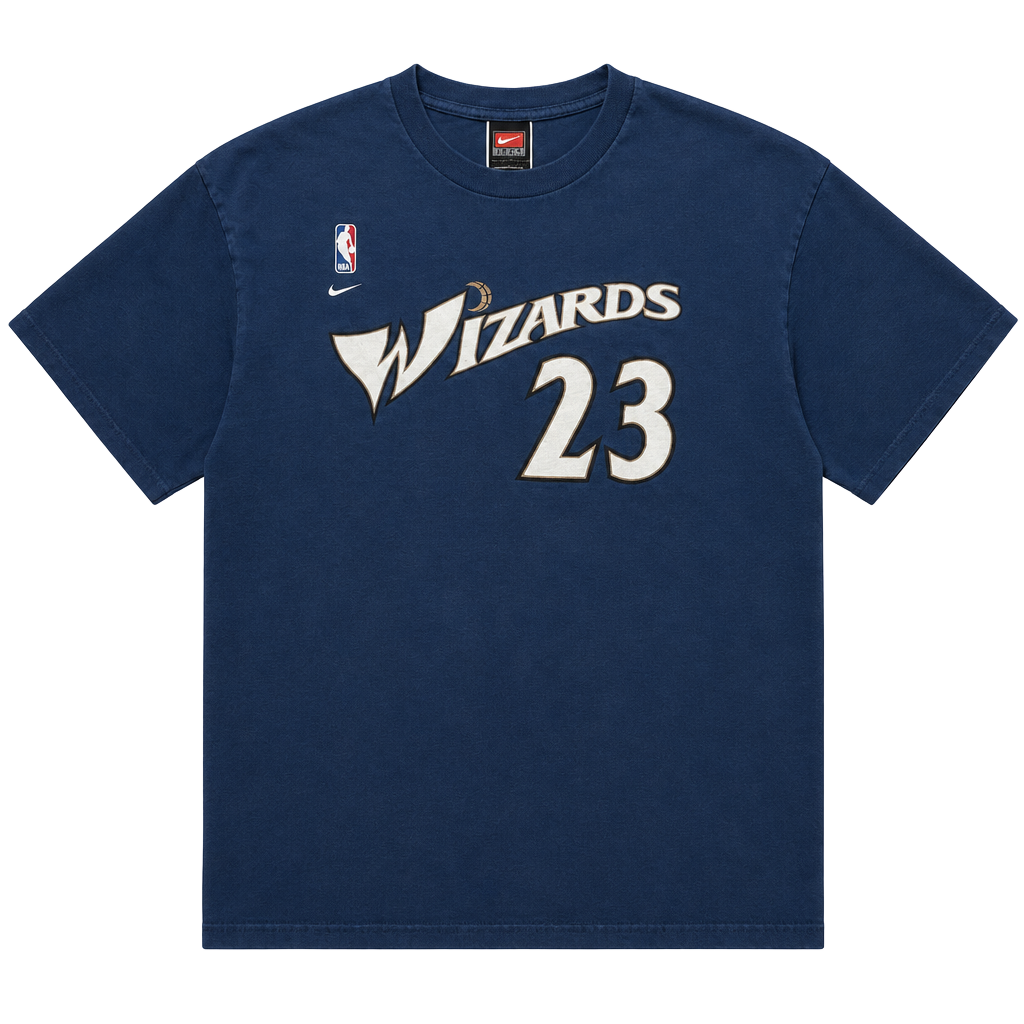 Vintage Nike Washington Wizards Michael Jordan #23 NBA T-Shirt Blue XL Y2K 1