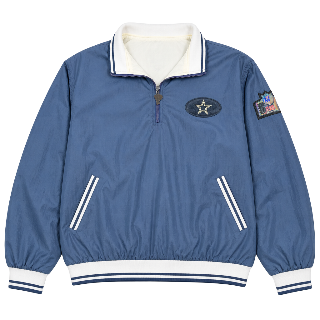 Vintage 90s Dallas Cowboys Pro Player NFL Quarter-Zip Pullover Windbreaker Jacket XXL 1
