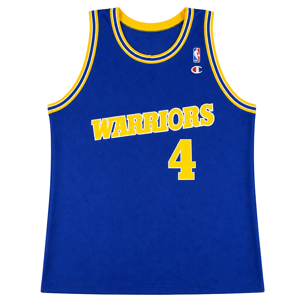 Vintage Champion Golden State Warriors Chris Webber #4 Blue NBA Jersey Size 48 1