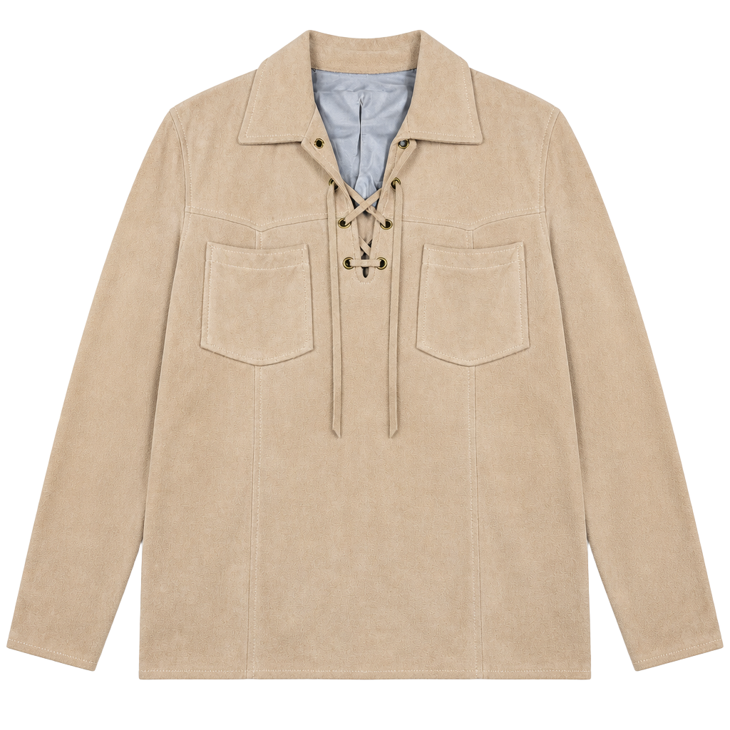1950's Deerskin Trading Post Pull Over Lace Front Suede Buckskin Shirt Jacket 1