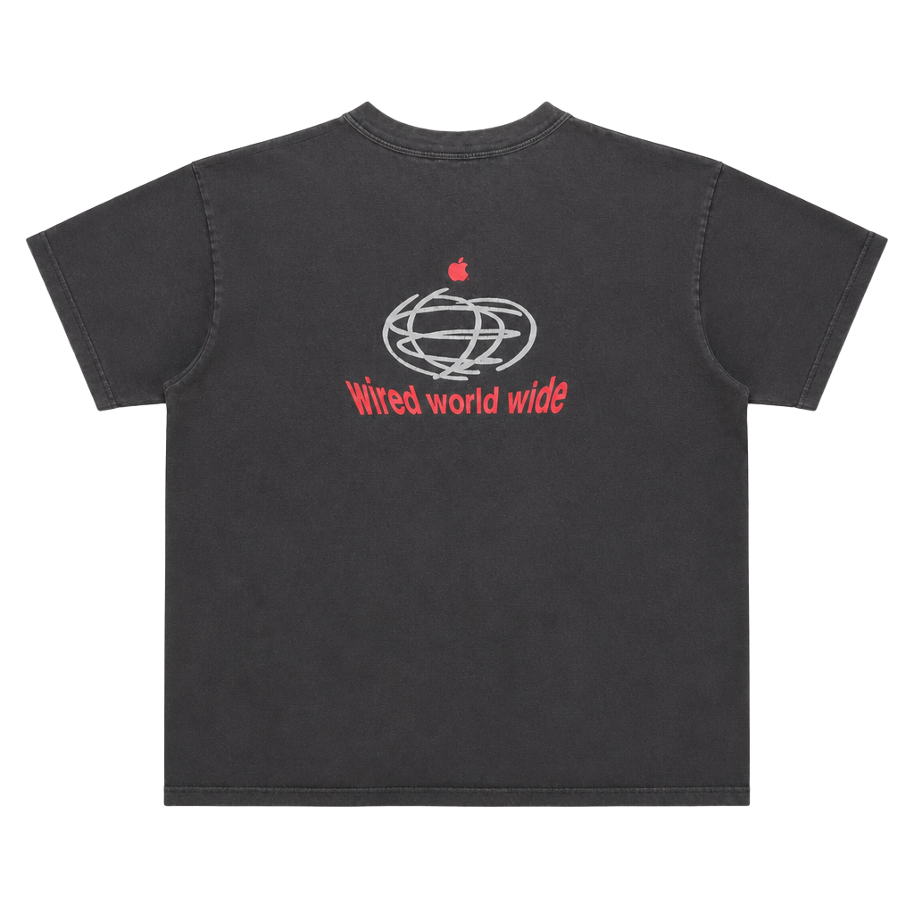 Vintage Apple Shirt, Henley Apple Education Wired World XL Rare Tech 1