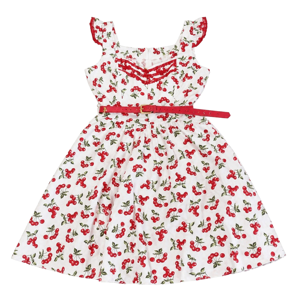 Bernie Dexter Antonella Cherry Print Swing Dress with Belt, Size XL 1