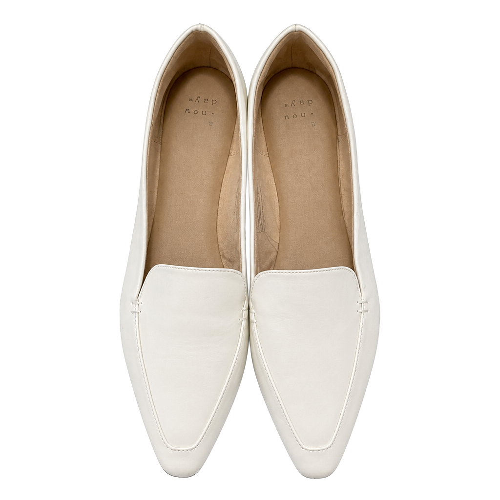A New Day Women's White Pointed Toe Memory Foam Loafer Flats Size 11 1