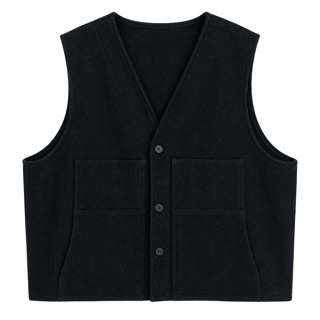 Filson Wool Vest Size 54 Black Virgin Wool 1