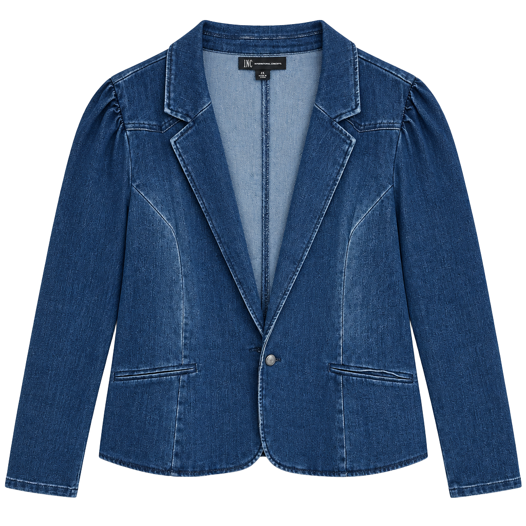 INC International Concepts Denim Blazer Size 3X Blue Jacket 1
