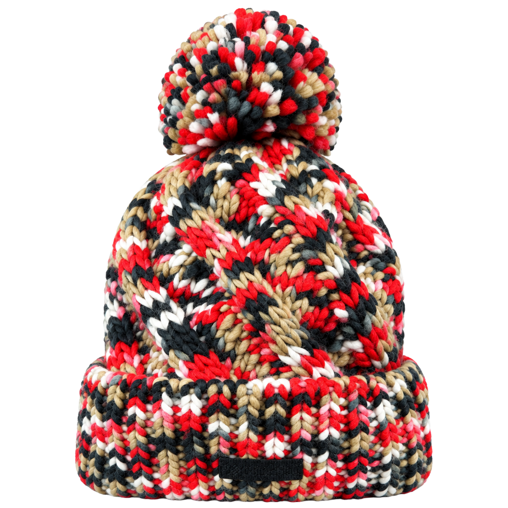 Columbia Pom Beanie Hat Multi-Color Fleece Lined Winter 1