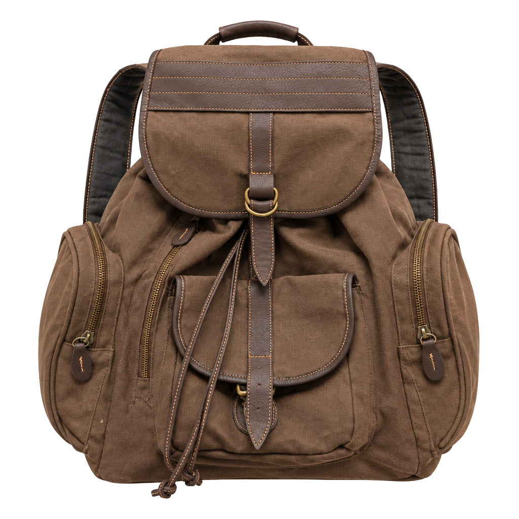 Vintage Marlboro Unlimited Gear Canvas Leather Trim Backpack Rucksack Brown 2004 1