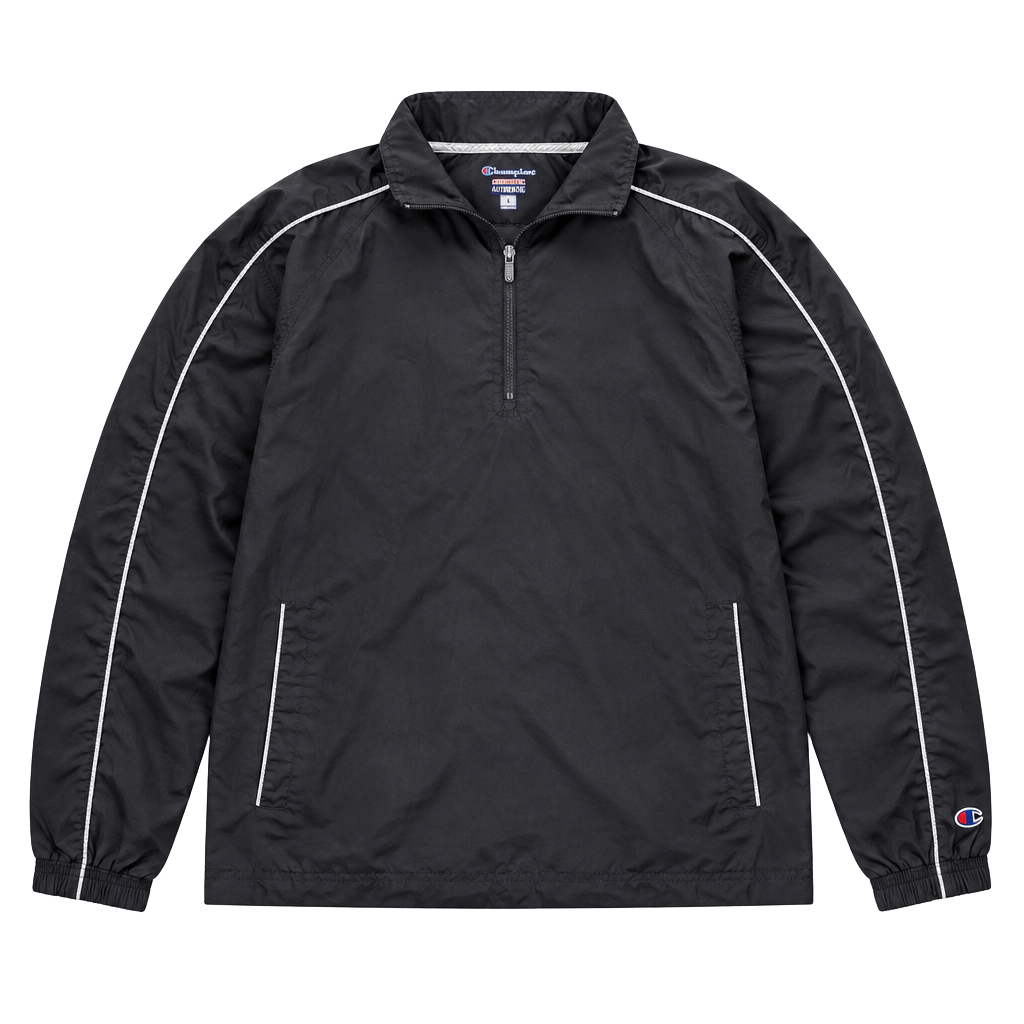 Champion 1/4 Zip Windbreaker Jacket Size M Black 1